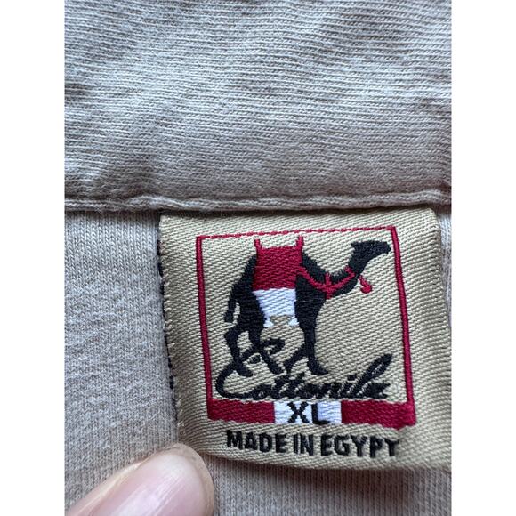 Camel Embroidered Shirt XL - Made in Egypt - Vintage Style Cotton Polo - Picture 9 of 9